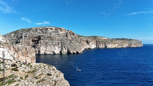 Bird eye view of Blue Grotto in Malta