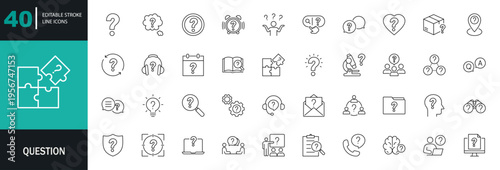 Question icon set. Editable line icons. Vector illustration. 