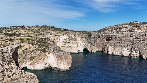 Bird eye view of Blue Grotto in Malta