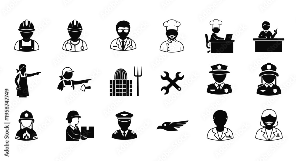 Obraz premium Various Occupation Icons and Symbols.
