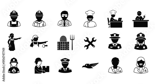 Various Occupation Icons and Symbols.