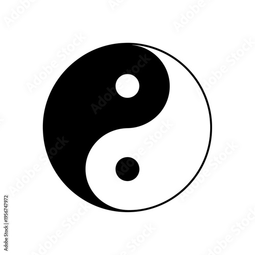 The yin yang symbol represents harmony and balance in a circular illustration.