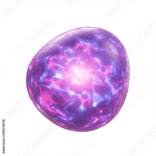 Glowing Purple Energy Orb with Pink and Blue Plasma on a White Background