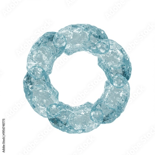 Abstract Turquoise Spherical Ring Design with Intricate Geometric Art on White Backdrop