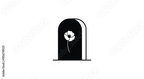 Vector illustration of a flower in a black archway