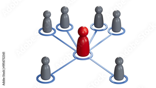 All for one. Teamwork. It is a stick figure.Organized groups managed by a leader.Leadership with business success concept.Supports PNG files with transparent backgrounds.