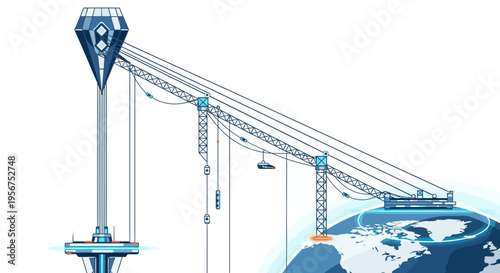 Elevators transport people through Space with a futuristic Concept design