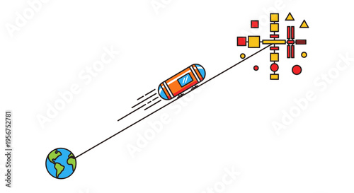 The Concept of Space Elevators Shows a Car in Space