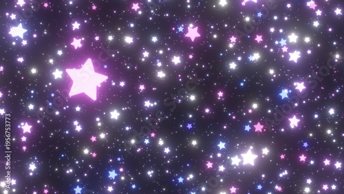 Tablou pe pânză Falling Calm Cool Colored Purple Blue Glow Star Shapes Raining Down - Abstract B