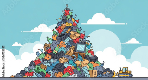 Cartoon Christmas Tree Trash Pile.