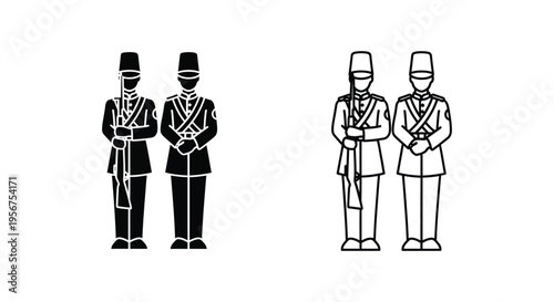 Set of 4 military guards icons vector
