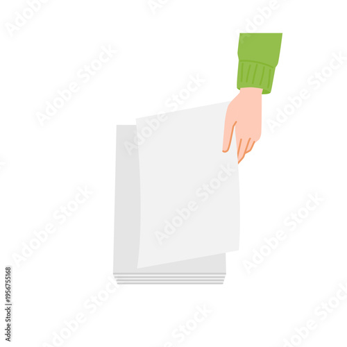 Hands stacking documents top view