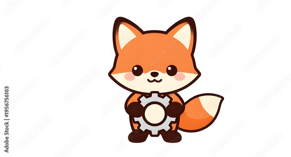 Fototapeta premium fox, redfox, animal, wildlife, mammal, forest, nature, wild, cute, cartoon, character, mascot, funny, playful, smiling, face, adorable, furry, tail, bushy, ears, orange, red, white, eyes, nose, standi