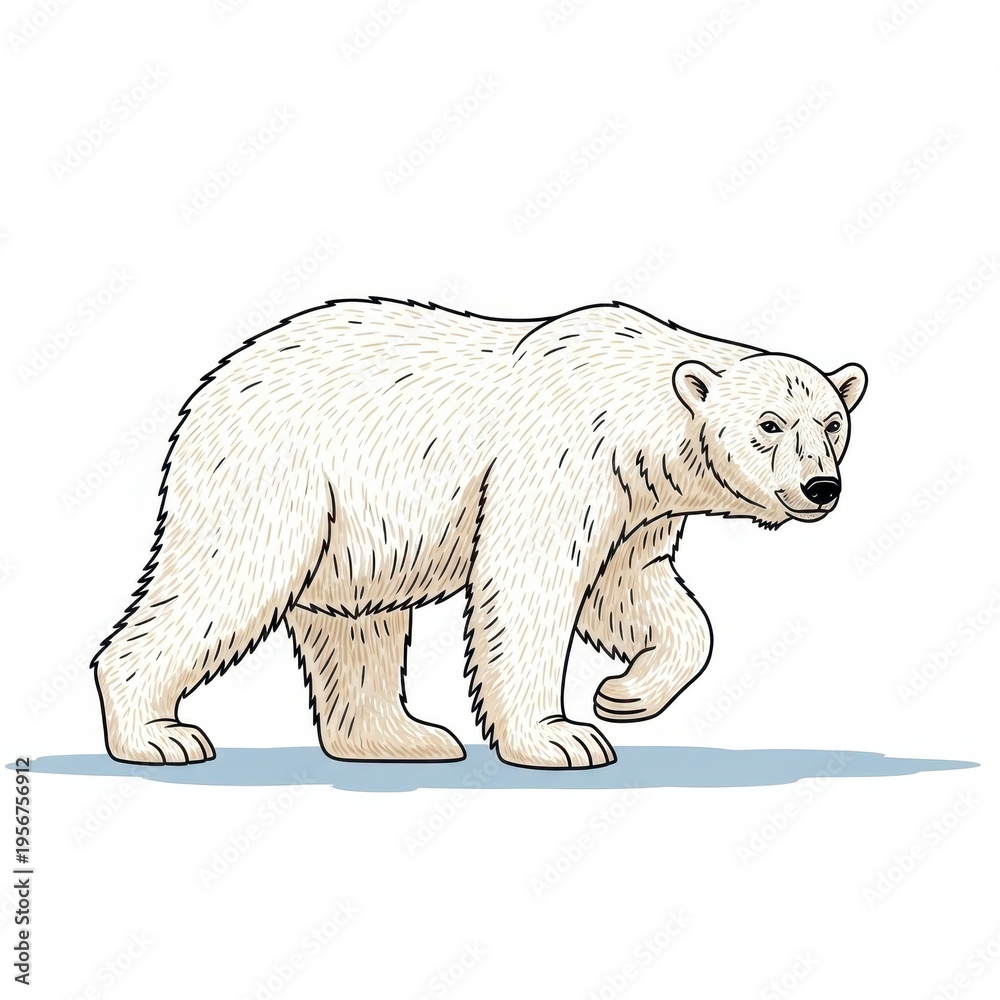Fototapeta premium Polar Bear Illustration - Majestic Arctic Predator in Motion.