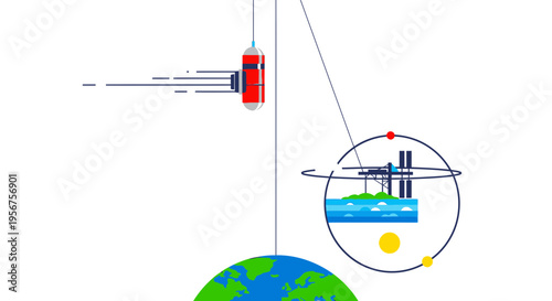 Conceptual illustration of Space Elevators in a futuristic Space environment showcasing a bold Concept.
