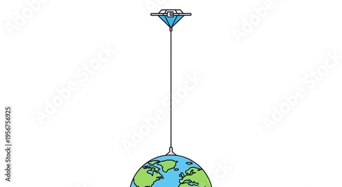 A futuristic concept illustration of Space Elevators rising from the Earth's surface into outer Space.