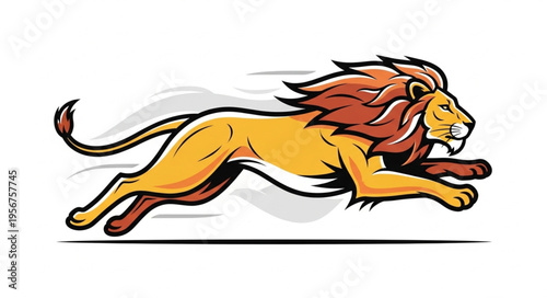 Cartoon Lion Running Fast.