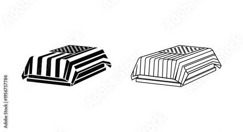 Set of 2 striped awning icons vector