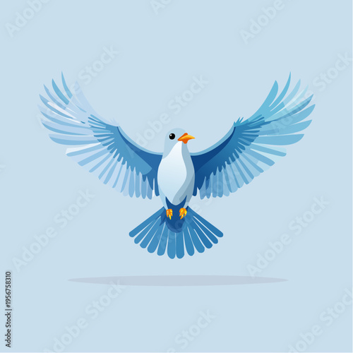 青い鳥羽ばたきシンプルベクター