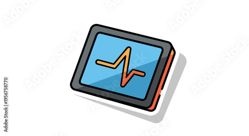 Compact Tablet Device Displaying Heartbeat Signal Monitoring Interface