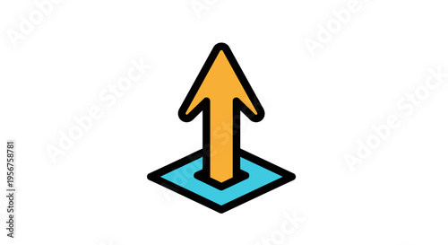 Arrow Emerging From Platform Indicating Launch And Upward Movement