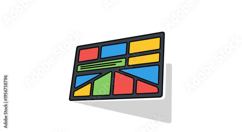 Colorful Segmented Panel Displaying Structured Data Layout And Information Blocks