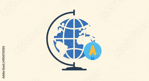 Globe with pin on america continent map travel concept