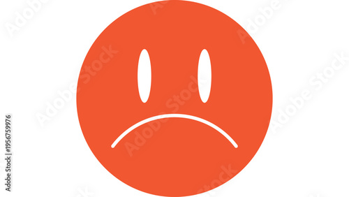 Red Sad Face Emoji Vector Illustration for Negative Feedback, Disappointment, or Bad Mood