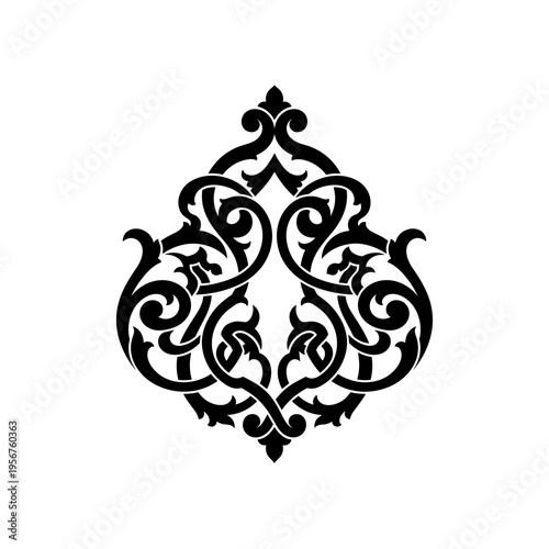 Ornate Black Floral Design Element 2.
