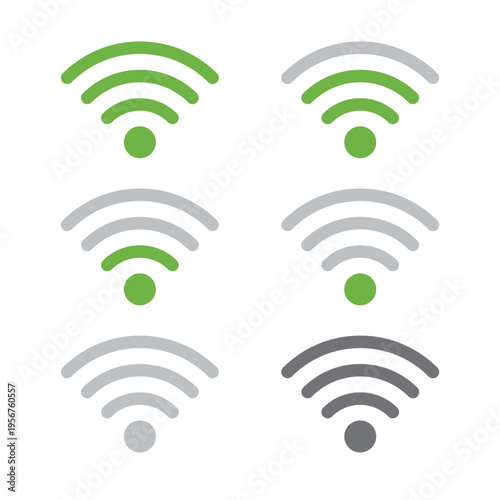 電波のアイコンイラストセット／Wi-Fi Signal Icon Illustration Set