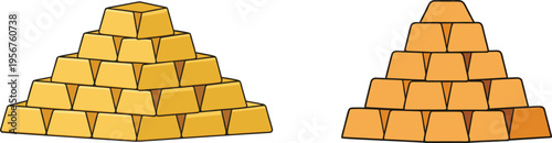 A stack of wooden toy trains and blocks arranged like golden ingots in a pyramid building to symbolise wealth and business success in finance