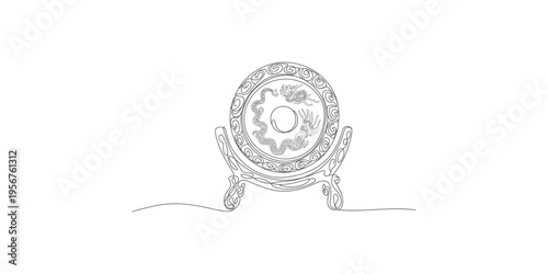 A plate with dragons on a stand with a white background dragon chinese asian art