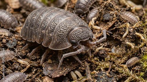 Woodlouse Macro Close-Up in Forest Soil Habitat