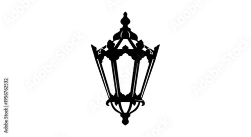 Ornate Black Metal Outdoor Street Lamp.