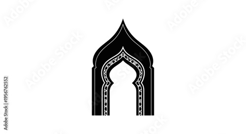 Ornate Gothic Archway Silhouette Illustration.