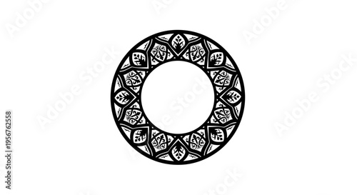 Ornate Circular Design with Floral Patterns.
