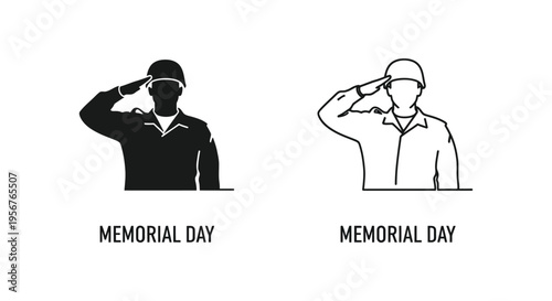 Memorial Day salute icon set vector