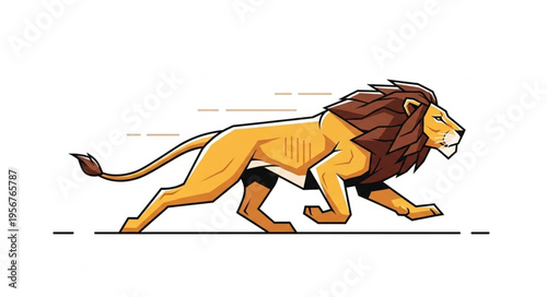 Lion Running Fast Animal.