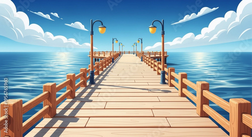 Long wooden ocean pier.