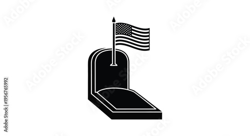 American flag podium icon vector