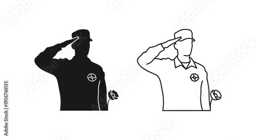 Set of 2 saluting man icons vector