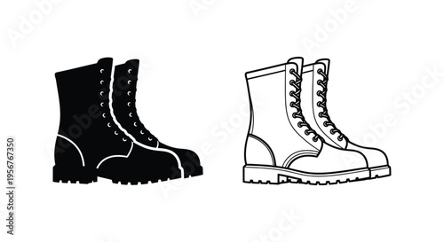 Set of 2 combat boot icons vector