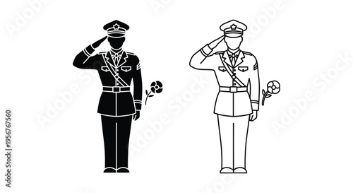 Set of 2 military salute icons vector