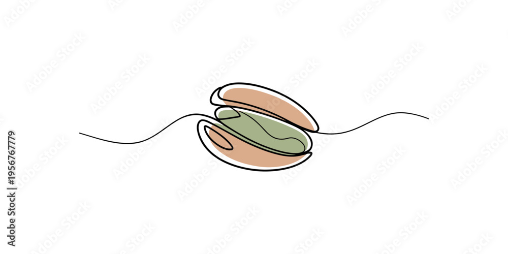 Obraz premium Cracked open coffee bean with lines on white background seed opened illustration line art drawing