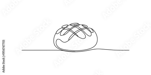 A continuous line drawing of a ball of yarn on a flat surface illustration minimalist