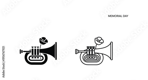 Memorial Day bugle icons vector
