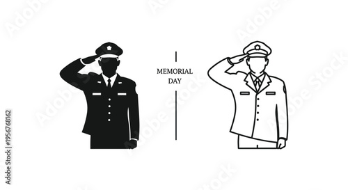 Memorial Day military saluting icons vector