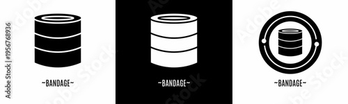 Bandage logo set. Collection of black and white logos. Stock vector.