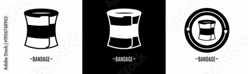Bandage logo set. Collection of black and white logos. Stock vector.