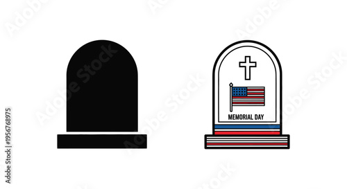 Set of 2 memorial day tombstones vector